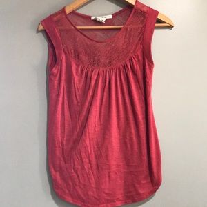 Red top with crochet detailing